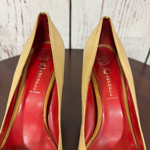 JEFFREY CAMPBELL Elegant calf leather Peep-Toe Heels - Tan and Red 7.5 GUC - Picture 13 of 15